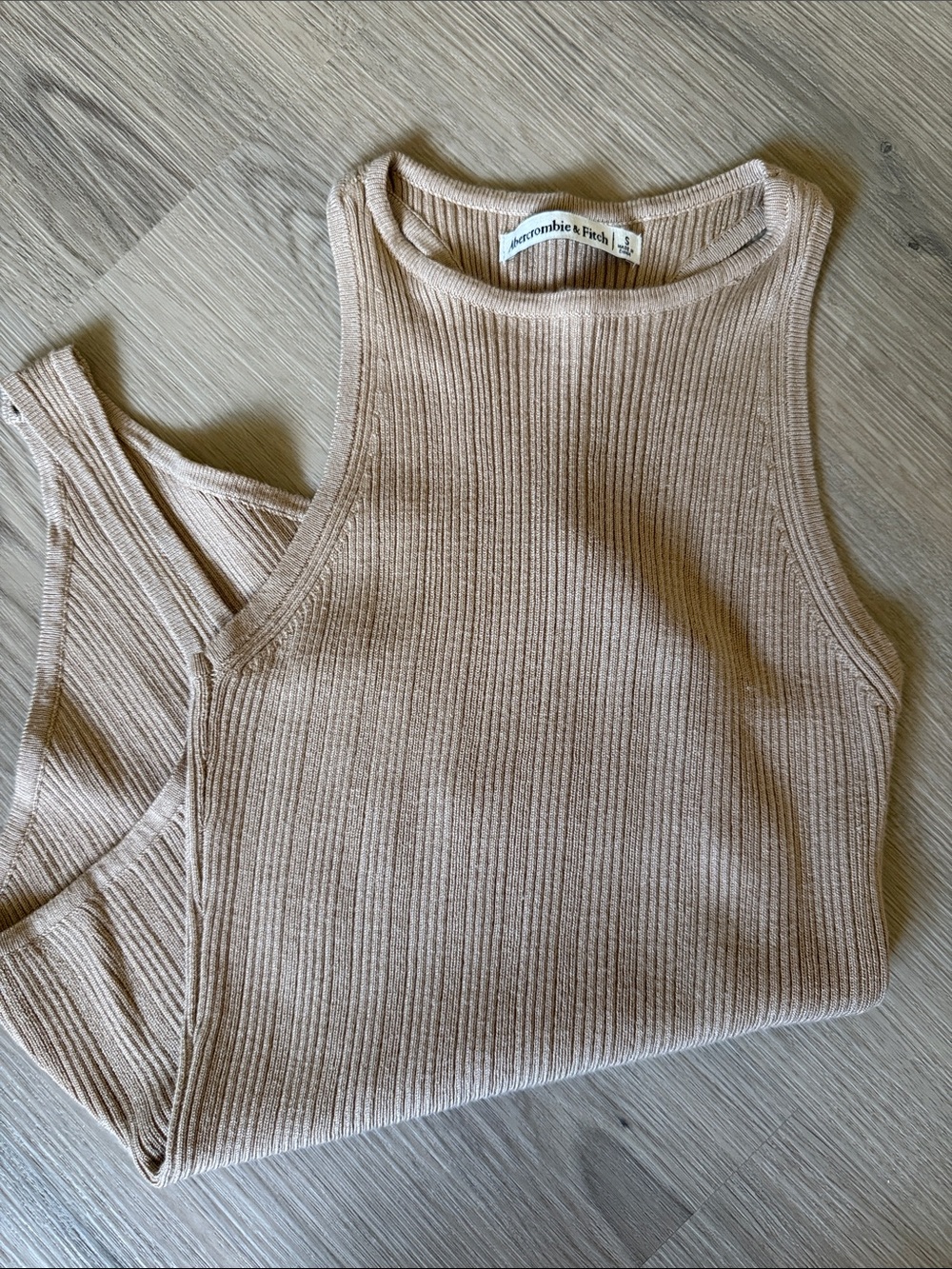 Abercrombie & Fitch Ribbed Knit Bodysuit in Tan